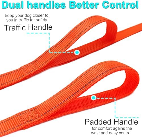 10FT Dog Leash with Traffic Handle Reflective Large Medium Dogs - Image 2