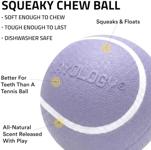 Playology Squeaky Chew Ball Dog Toy - Medium, Lamb Scent - Image 2