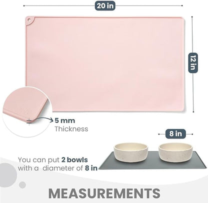 WePet Non-Slip Waterproof Pet Feeding Mat, 20x12 Inch - Silicone Dog & Cat Food Mat with Raised Edge to Stop Food Spills and Water Spills - Dishwasher Safe, Easy Clean