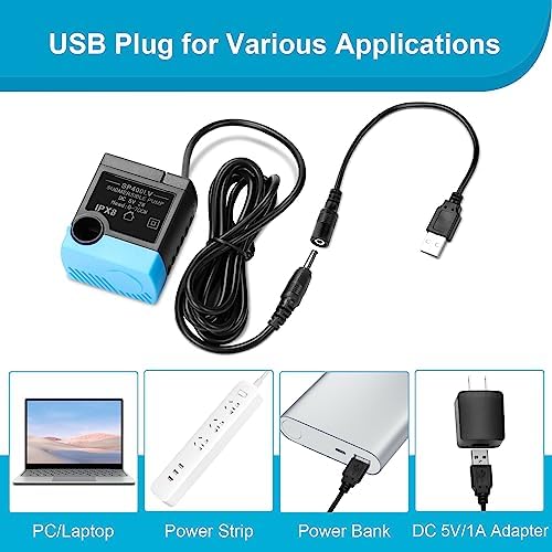 SP-400LV USB Replacement Pump-Submersible IPX8 Water Fountain Pump-Compatible with Ceramic, Stainless Steel & 360 Pet Water Fountains, Quiet, Includes 5.5 Ft USB Cord and Pump - Image 3