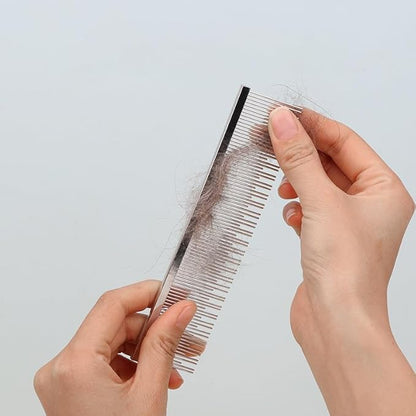 7.5 Inches Metal Dog Combs With Rounded Ends Stainless Steel Teeth,Cat Comb For Removing Tangles And Knots,Professional Grooming Tool For Long And Short Haired Dog, Cat And Other Pets (7.5 Inches)