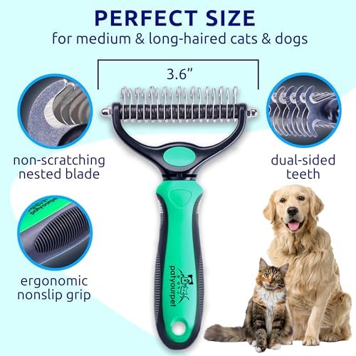 Pat Your Pet Deshedding Brush & Metal Comb Grooming Combo for Cats & Dogs - Image 6