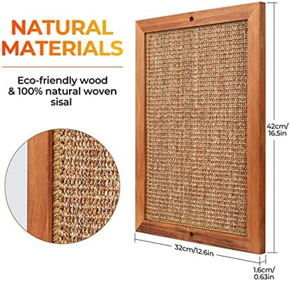2PCS Cat Scratching Post - BXL, Natural Wooden Sisal Cat Wall Scratcher, Floor or Wall Mounted Vertical Cat Scratch Pad for Indoor Cats Adults or Kittens, Cat Wall Furniture Protector - Image 2