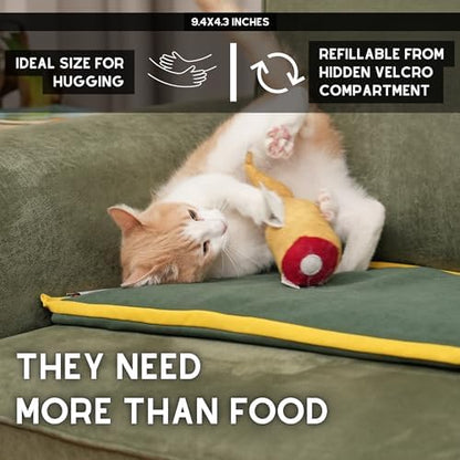 pawdaz Fish Toy for Cats, Matatabi Silvervine Filled and Help Relief Anxiety, Kitten Catnip Essentials Treats Supplies Large Interactive Chew Big Kicker Toys for Indoor Cat (Golden) - Image 2