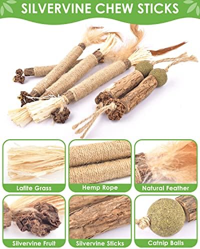 TINDTOP Catnip Chew Toys for Cats, 12 Pack Natural Silvervine Sticks - Image 4
