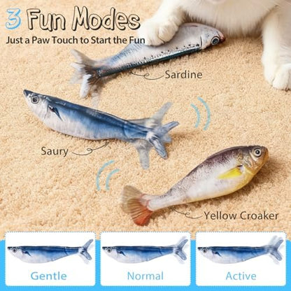 Cat Toys Flopping Fish 3 Pack Rechargeable Interactive for Indoor Exercise - Image 3
