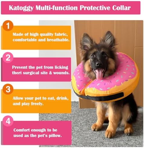 Inflatable Dog Cone Collar for Dogs & Cats - Soft, Adjustable Blow-up Donut E-Collar for Small, Medium & Large Pets - Image 2