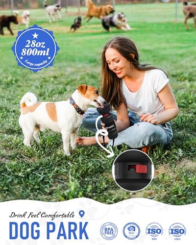 lesotc Dog Water Bottle, Portable Water Dispenser with Water Bowl, Leak Proof Pet Travel Squeeze Bottle, Puppy Essentials Dog Stuff Accessories for Outdoor Walking, Hiking, Camping Doggie Gift - Image 2