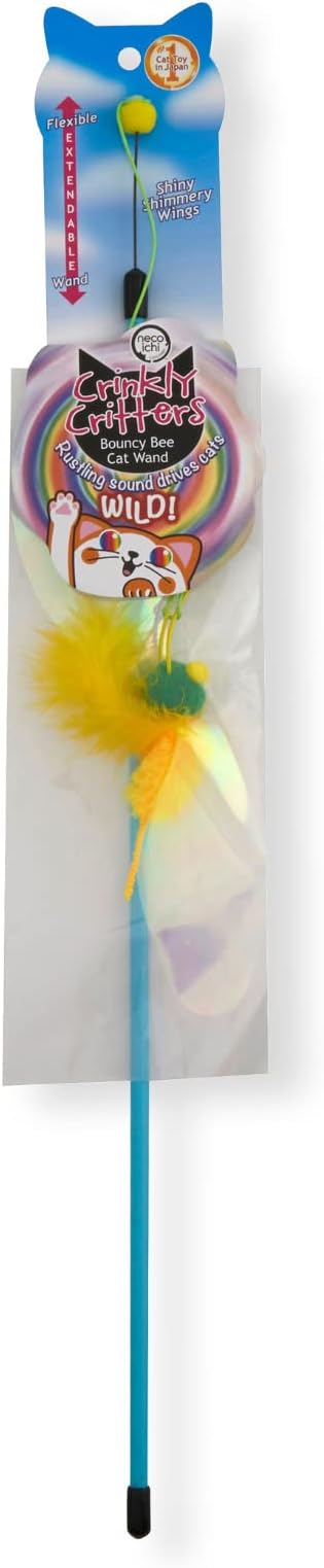 NECOICHI Crinkly Critters Bouncy Bee Adjustable Cat Wand No.1 Selling Cat Toy in Japan