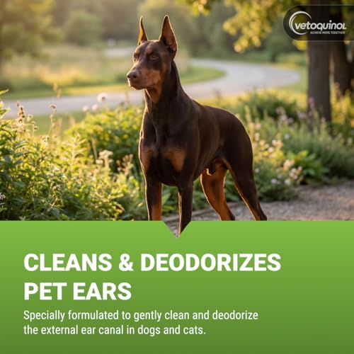 Vetoquinol Ear Cleansing Solution - Gentle Cleaner to Remove Dirt & Debris - Easy-to-Use Drops for Cats & Dogs - Support Clean and Fresh-Smelling Ears - Ideal for Routine Pet Hygiene - 16 Ounces - Image 2