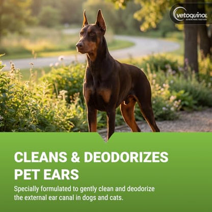 Vetoquinol Ear Cleansing Solution - Gentle Cleaner to Remove Dirt & Debris - Easy-to-Use Drops for Cats & Dogs - Support Clean and Fresh-Smelling Ears - Ideal for Routine Pet Hygiene - 16 Ounces - Image 2