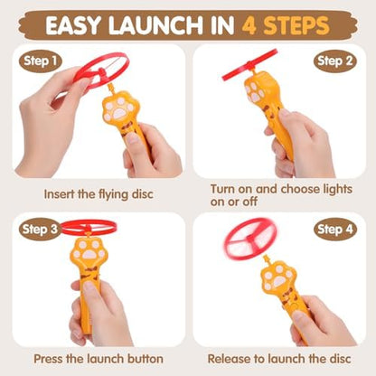 Cat Fetch Toy, Flying Disc Launcher with 6 Flying Discs - Image 3