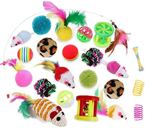 32Pcs Cat Toys Kitten Interactive Pet Toys Assortments, Foldable Rainbow Tunnel, Cat Feather Teaser Wand Interactive Feather Toy Fluffy Mouse Crinkle Balls Bell Play for Cat Puppy Kitty Kitten(2 way) - Image 5