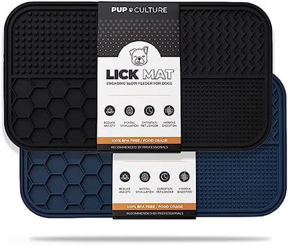 Pup Culture Dog Lick Mat for Dogs (2 Pack), Feeding Pad for Anxious Pets Plus 4 Different Puzzles for Mental Stimulation for Dogs - Supports Mental, Dental, and Digestive Health - Heavy Duty by PupCulture
