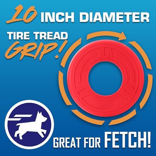 Nerf Dog Atomic Flyer Outdoor Dog Toy, 10 Inch Flying Disc Dog Fetch Toy, Rubber Dog Toy for Medium Dogs and Large Dogs, Red (Pack of 2) - Image 3