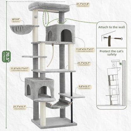 Gitelsnour Cat Tree, Cat Tower with Sturdy Steel Tube, Large Perch GCT024W - Image 7