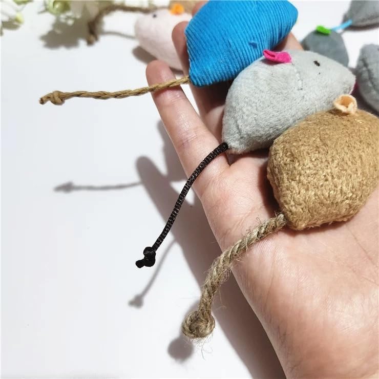 8 Pcs Plush Catnip Mice Toys with Catnip Bag- Interactive Cat Toys for Indoor Cats, Durable Stress Relief Eco-Friendly Small Mouse Chew Playthings（Color Random） - Image 3