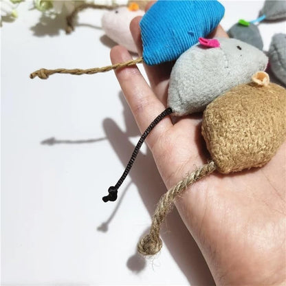 8 Pcs Plush Catnip Mice Toys with Catnip Bag- Interactive Cat Toys for Indoor Cats, Durable Stress Relief Eco-Friendly Small Mouse Chew Playthings（Color Random） - Image 3