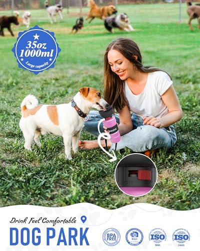 lesotc Dog Water Bottle, Portable Water Dispenser with Travel Water Bowl, Leak Proof Pet Travel Squeeze Bottle, Puppy Essentials Dog Stuff Accessories for Outdoor Walking, Hiking, Camping - Image 2