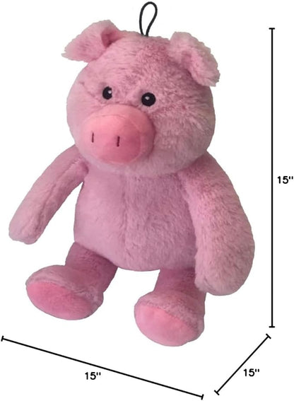 Pet Lou 15 Inch Pig Plush Dog Chew Toy with Squeakers & Crinkle Paper, Super-Soft Durable Plush, Interactive Stuffed Dog Toy for Indoor & Outdoor Play, Pink