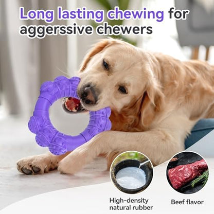 Indestructible Dog Chew Toys for Aggressive Chewers, Super Chewer Toys for Medium Large Dogs, Interactive Ring Toy, Heavy Duty Teething Toys - Image 3