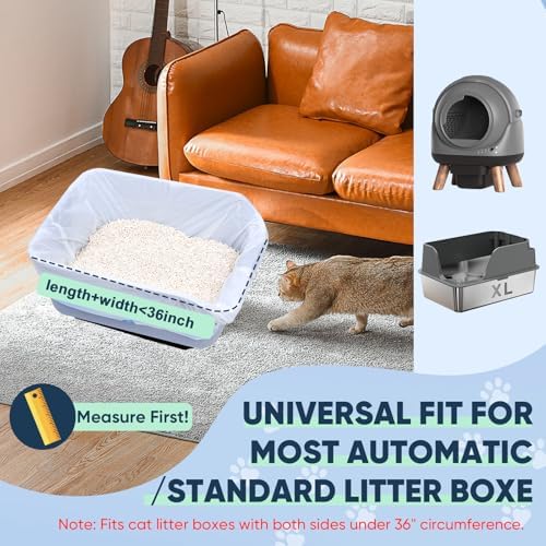80 Count Jumbo Cat Litter Box Liners, Cat Litter Liners for Automatic Litter Box, 10-15 Gallon Heavy Duty Cat Litter Bags with Drawstrings, 37" x 18.11" - Image 3