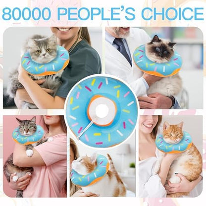 Cat Cone Collar Soft, Cute Cat Donut Collar After Surgery, Adjustable Kitten Recovery Cones to Stop Licking, Lightweight Neck Elizabethan Collars for Cats Kittens (Blue, Large) - Image 6