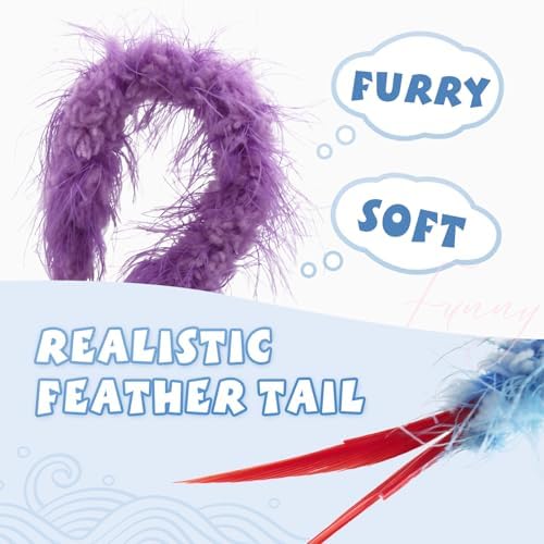 SONGWAY Cat Worm Toy Refills - 12Pcs Worm Cat Toys with Feather Tail, Teaser Wand Toys Replacement - Image 3