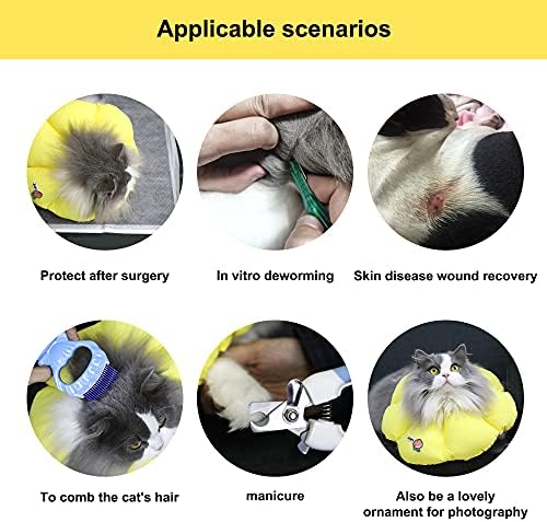 HiDREAM Cat Cone Collar,Cute Waterproof Elizabethan e Collar for Cats,Anti-Bite Lick Wound Healing Safety Cat Recovery Collar,Yellow Flower All-Season Style - Image 4