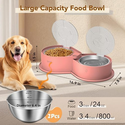 Newget 304 Stainless Steel Dog Bowl Set with Lids, 24oz Foldable Pet Dishes - Image 2