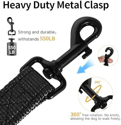 Reflective Dog Leash with Double Handle, Dog Leash 6 FT Long, Supports Medium, and Large Dogs, Heavy Duty for Walking, Running, and Training, Black (Pack of 2) - Image 4