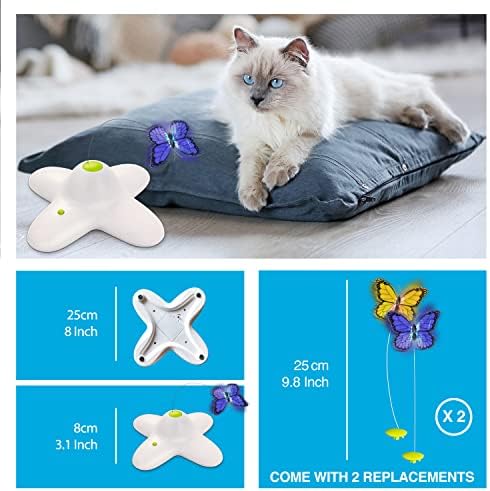 AFP Interactive Cat Toy, Butter-Fly Interactive for Indoor Cats, Flutter Bug Cat Toys, Flutter Rotating Kitten Toys with 2 Replacements - Image 4