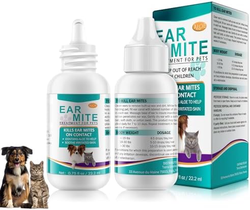 Ear Mites Clean for Dogs & Cat - with Aloe Vera, Fast-Acting 0.75oz by Unknown