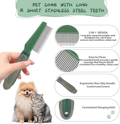 2PCS Pet Grooming Brush and Deshedding Comb Tools for Dogs Cats - Image 4