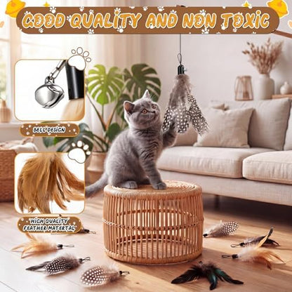 Leitee 30 Pcs Cat Feather Toys Bulk Wand, Classic Color, Reed Flower - Image 4