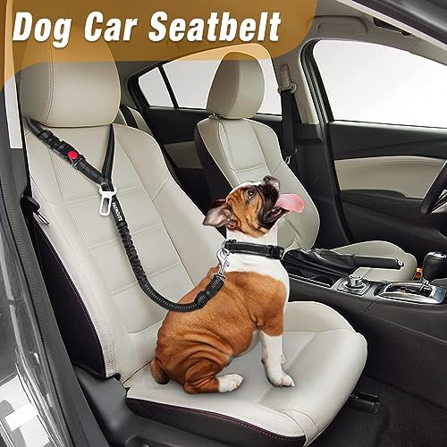 2 Piece Set Retractable Dog Car Seatbelts - Adjustable Pet Seat Belt for Vehicle Headrest Restraint - Heavy Duty & Elastic & Durable Car Harness - Image 2