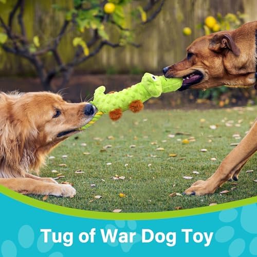 PrimePets Squeaky Dog Toys, 2 Pack, Stuffed Crocodile Tug of War Dog Toys for Small Medium Large Dogs, Interactive Puppy Chew Toy to Keep Them Busy - Image 5