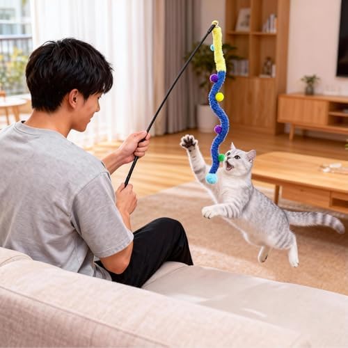 Collapsible Window Perch for Indoor Cats, Large Cats & Kittens - Equipped with a Cat-Catching Stick, Solid Metal Frame, Soft Cover, Strong 4 Suction Cup Wall Mount - Image 2