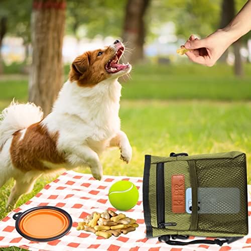 Dog Treat Training Pouch with Built-in Poop Bag Dispenser, Army Green - Image 3