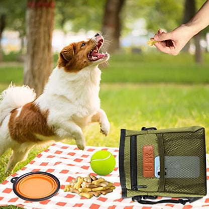 Dog Treat Training Pouch with Built-in Poop Bag Dispenser, Army Green - Image 3