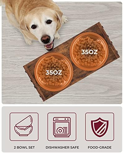 Vantic Elevated Dog Bowls, Adjustable Bowl Stand Medium, Rustic Brown - Image 4