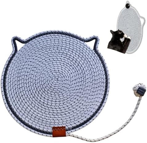 Cat Scratcher Mat 16.9'' Round Natural Cotton Rope Double-Sided, Beige by Unknown