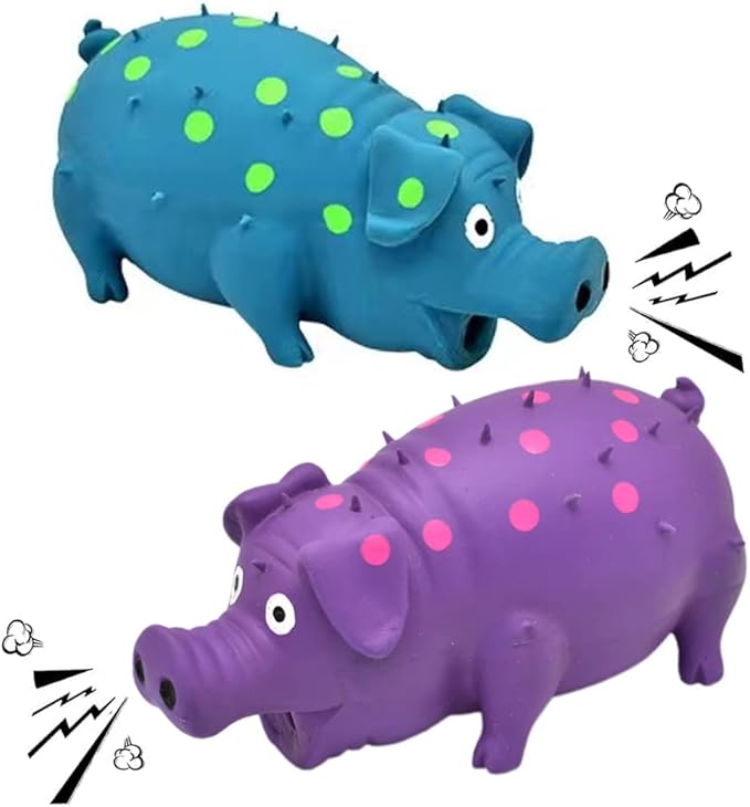 Squeaky Pig Dog Toys, 2 Pack Grunting Pig Dog Toy that Oinks Grunts for Small Medium Large Dogs, Grunting Pig Sound Play Dog Toy
