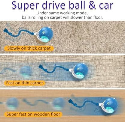 Giociv Interactive Cat Toys Ball for Indoor Cats Fast Rolling on Carpet, Chirping & Motion Activate Cat Toys (Blue) - Image 2