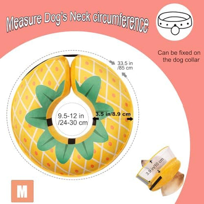 Inflatable Dog Cone Collar for Large Medium Small Dogs, Soft Dog Donut Collar Adjustable Recovery Cone for Pets After Surgery, Extra Enhanced Anti-Licking Guard Shield (Pineapple, Medium) - Image 5