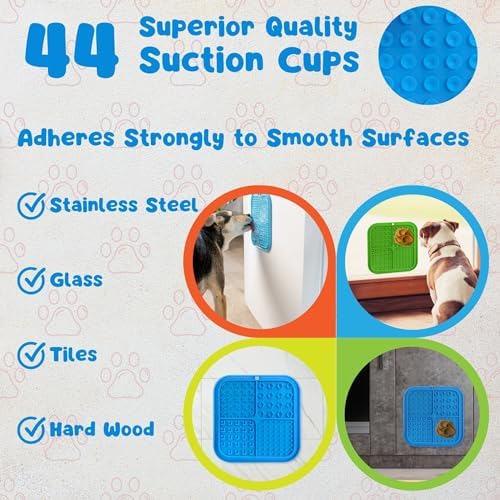 Large Licking Mats for Dogs and Cats, Slow Feeder Lick Pad with Suction Cups for Dog Training,Peanut Butter Licking Pad for Boredom Reducer (2 Lick Mats with Free Spatula, Tooth Brush, cleaning Brush) - Image 2