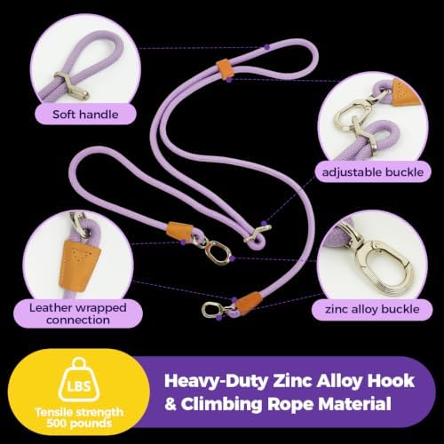 Hands-Free Double Dog Leash 2-in-1 Convertible for Walking & Jogging Purple - Image 5