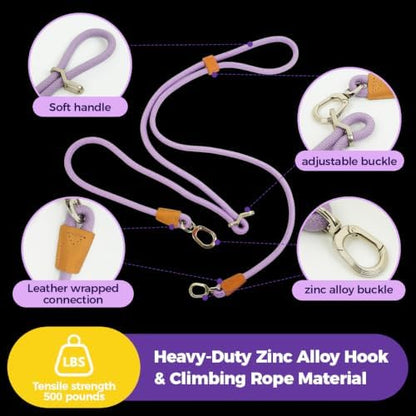 Hands-Free Double Dog Leash 2-in-1 Convertible for Walking & Jogging Purple - Image 5