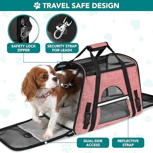 PetAmi Airline Approved Pet Carrier Cat Small Dogs, Small Heather White Red - Image 4