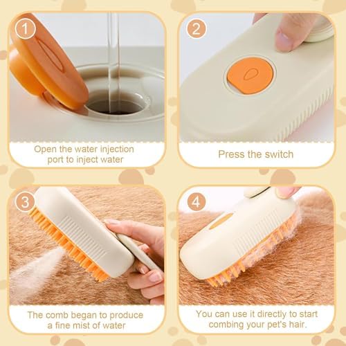 Cat Brush with Steam – 2 Pack 3-in-1 Grooming Kit with Self-Cleaning Vaporizer, Massage Brush for Long/Short Hair Pet Care - Image 6